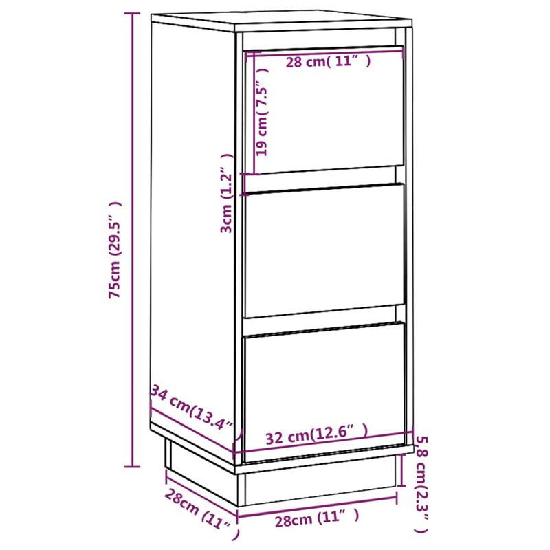 Casa si Gradina - Mobilier - Comode si corpuri - Comode - Servanta, 32x34x75 cm, lemn masiv de pin - Infinity.ro