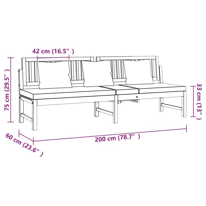 Casa si Gradina - Gradina si terasa - Mobilier exterior - Canapele si fotolii gradina - Pat de zi cu perne crem, 200x60x75 cm, lemn masiv de acacia - Infinity.ro