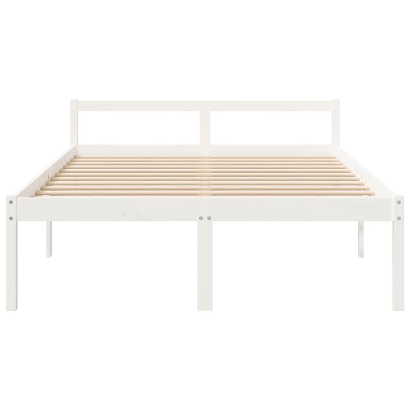 Casa si Gradina - Mobilier - Paturi si accesorii - Paturi - Pat pentru seniori mic single, alb, 150x200 cm, lemn masiv de pin - Infinity.ro