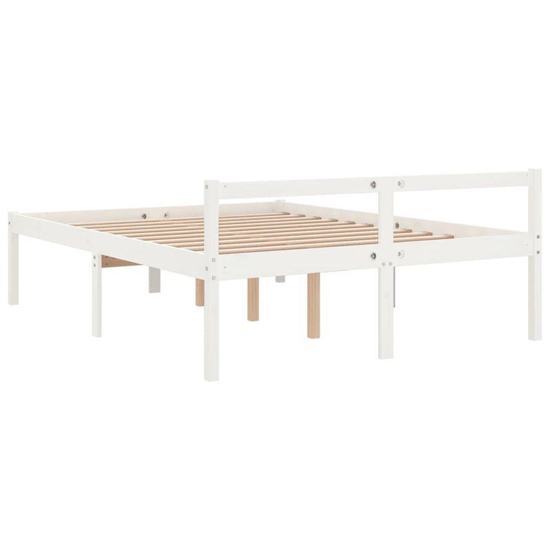 Casa si Gradina - Mobilier - Paturi si accesorii - Paturi - Pat pentru seniori mic single, alb, 150x200 cm, lemn masiv de pin - Infinity.ro