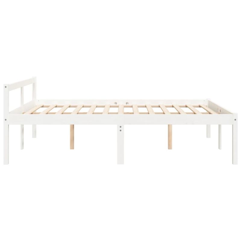 Casa si Gradina - Mobilier - Paturi si accesorii - Paturi - Pat pentru seniori mic single, alb, 150x200 cm, lemn masiv de pin - Infinity.ro