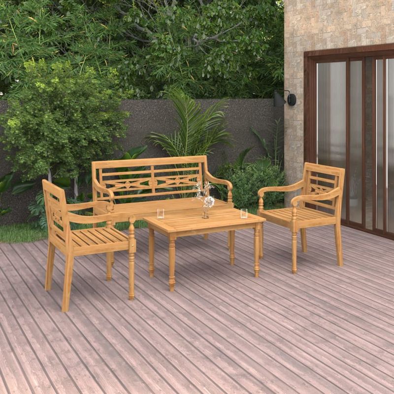 Casa si Gradina - Gradina si terasa - Mobilier exterior - Seturi mobila gradina - Set mobilier gradina, 4 piese, lemn masiv de tec - Infinity.ro