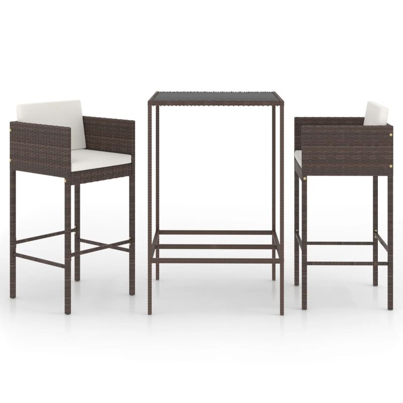 Casa si Gradina - Gradina si terasa - Mobilier exterior - Seturi mobila gradina - Set mobilier bar de gradina, cu perne, 3 piese, maro, poliratan - Infinity.ro