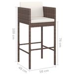 Casa si Gradina - Gradina si terasa - Mobilier exterior - Seturi mobila gradina - Set mobilier bar de gradina, cu perne, 3 piese, maro, poliratan - Infinity.ro