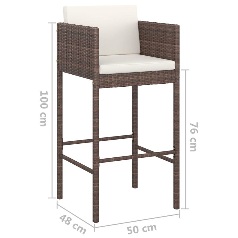 Casa si Gradina - Gradina si terasa - Mobilier exterior - Seturi mobila gradina - Set mobilier bar de gradina, cu perne, 3 piese, maro, poliratan - Infinity.ro