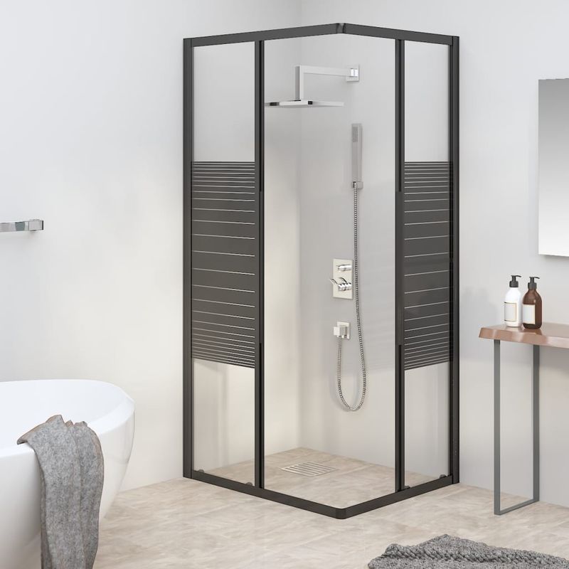 Casa si Gradina - Sanitare - Cazi si cabine de dus - Cabine dus - Cabina de dus cu dungi, negru, 90x70x180 cm, ESG - Infinity.ro