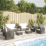 Casa si Gradina - Gradina si terasa - Mobilier exterior - Seturi mobila gradina - Set mobilier de gradina cu perne, 8 piese, negru, poliratan - Infinity.ro