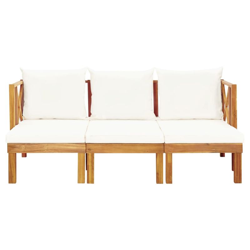 Casa si Gradina - Gradina si terasa - Mobilier exterior - Bancute de gradina - Banca gradina cu 3 locuri și perne, 179 cm, lemn masiv acacia, crem - Infinity.ro
