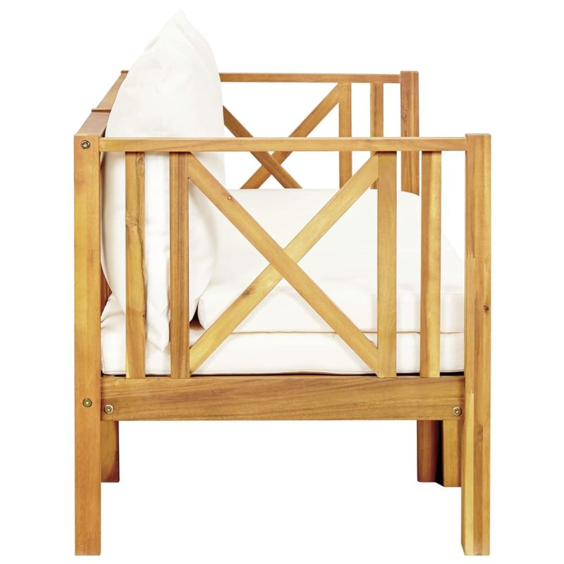 Casa si Gradina - Gradina si terasa - Mobilier exterior - Bancute de gradina - Banca gradina cu 3 locuri și perne, 179 cm, lemn masiv acacia, crem - Infinity.ro