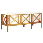 Casa si Gradina - Gradina si terasa - Mobilier exterior - Bancute de gradina - Banca gradina cu 3 locuri și perne, 179 cm, lemn masiv acacia, crem - Infinity.ro