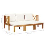 Casa si Gradina - Gradina si terasa - Mobilier exterior - Bancute de gradina - Banca gradina cu 3 locuri și perne, 179 cm, lemn masiv acacia, crem - Infinity.ro