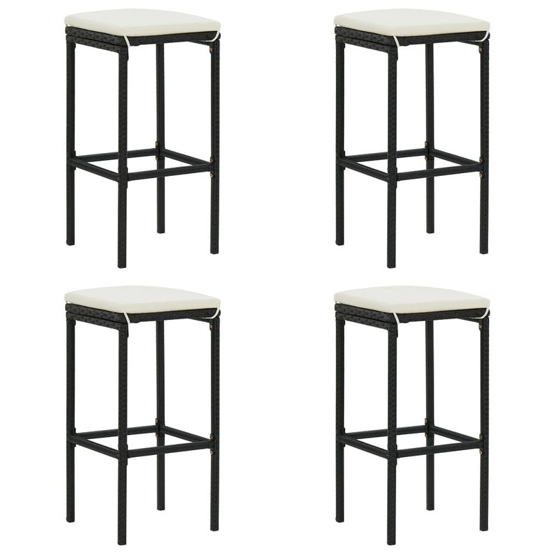 Casa si Gradina - Gradina si terasa - Mobilier exterior - Seturi mobila gradina - Set mobilier bar de gradina cu perne, 5 piese, negru, poliratan - Infinity.ro