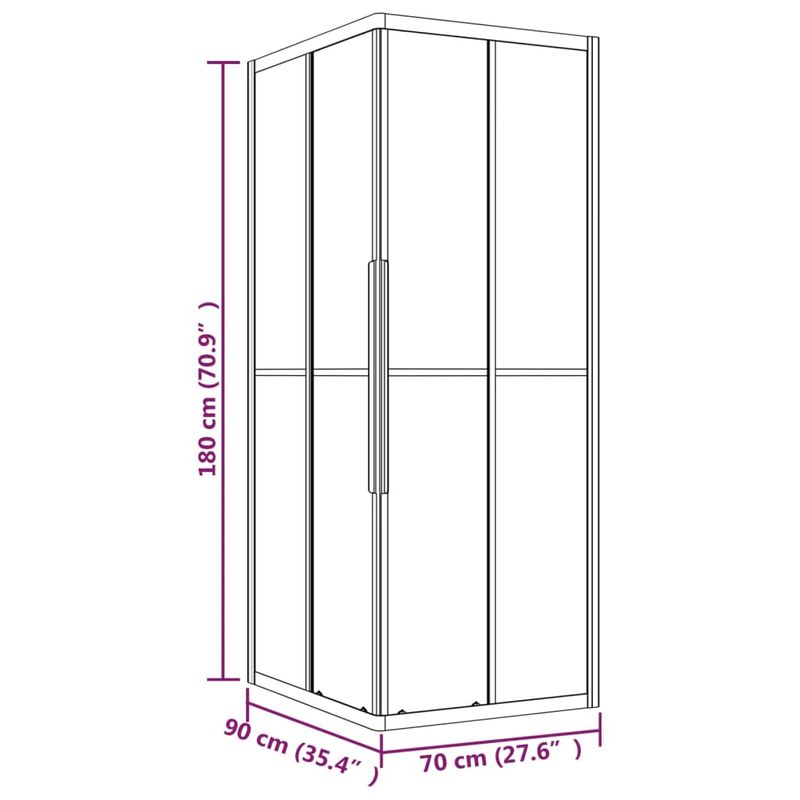 Casa si Gradina - Sanitare - Cazi si cabine de dus - Cabine dus - Cabina de dus cu dungi, negru, 90x70x180 cm, ESG - Infinity.ro