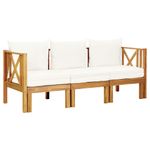 Casa si Gradina - Gradina si terasa - Mobilier exterior - Bancute de gradina - Banca gradina cu 3 locuri și perne, 179 cm, lemn masiv acacia, crem - Infinity.ro