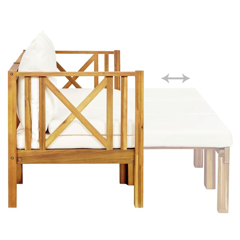 Casa si Gradina - Gradina si terasa - Mobilier exterior - Bancute de gradina - Banca gradina cu 3 locuri și perne, 179 cm, lemn masiv acacia, crem - Infinity.ro