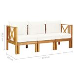 Casa si Gradina - Gradina si terasa - Mobilier exterior - Bancute de gradina - Banca gradina cu 3 locuri și perne, 179 cm, lemn masiv acacia, crem - Infinity.ro
