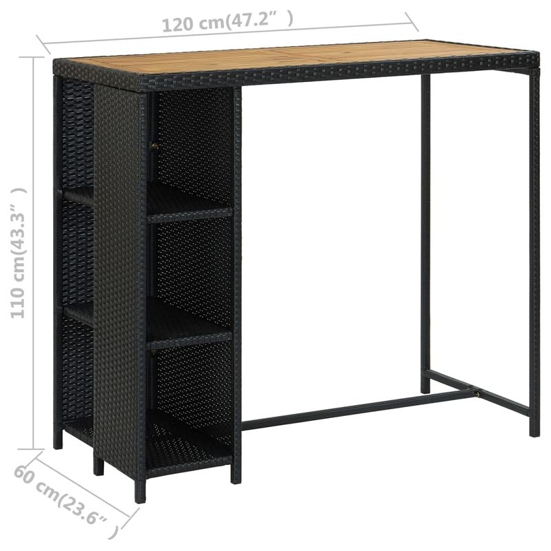Casa si Gradina - Gradina si terasa - Mobilier exterior - Seturi mobila gradina - Set mobilier bar de gradina cu perne, 5 piese, negru, poliratan - Infinity.ro