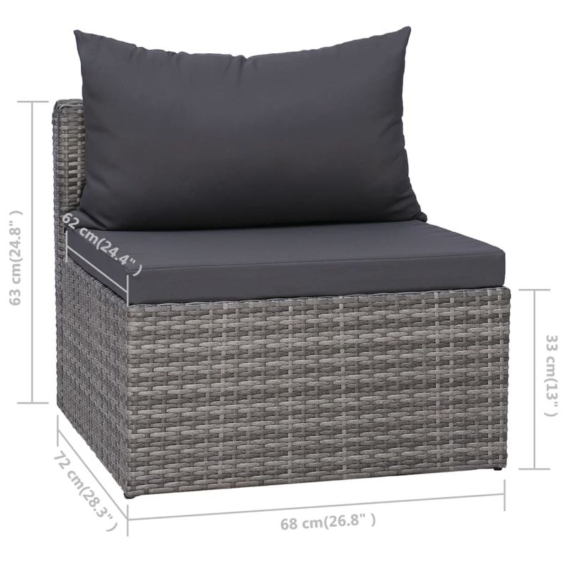 Casa si Gradina - Gradina si terasa - Mobilier exterior - Seturi mobila gradina - Set mobilier de gradina cu perne, 8 piese, gri, poliratan - Infinity.ro