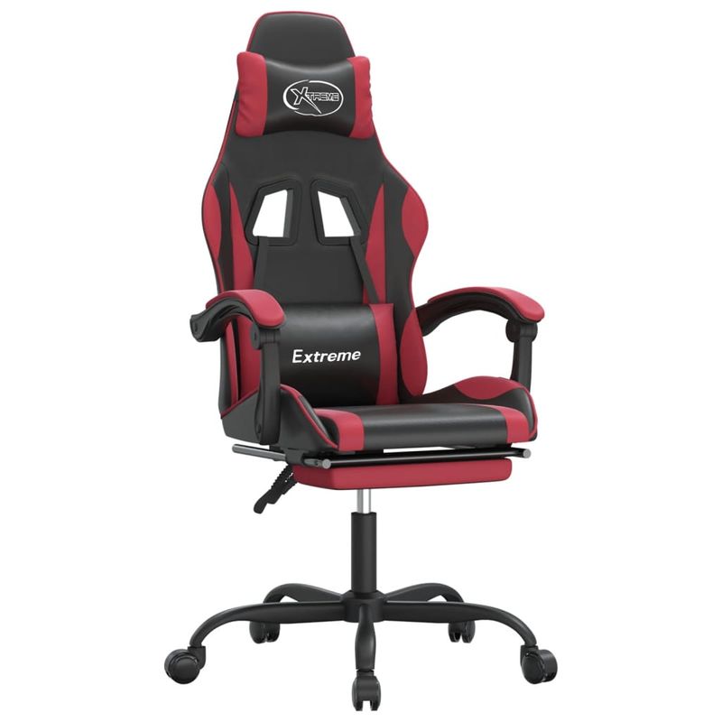 PC, gaming si accesorii - Gaming - Accesorii gaming - Scaune gaming - Scaun gaming pivotant/suport picioare negru/rosu vin piele eco - Infinity.ro