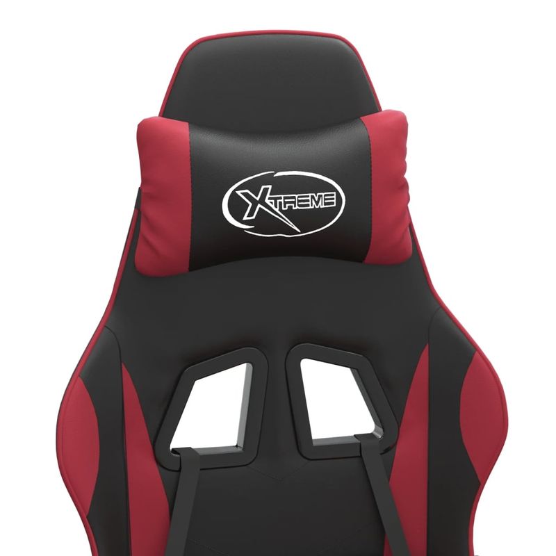 PC, gaming si accesorii - Gaming - Accesorii gaming - Scaune gaming - Scaun gaming pivotant/suport picioare negru/rosu vin piele eco - Infinity.ro