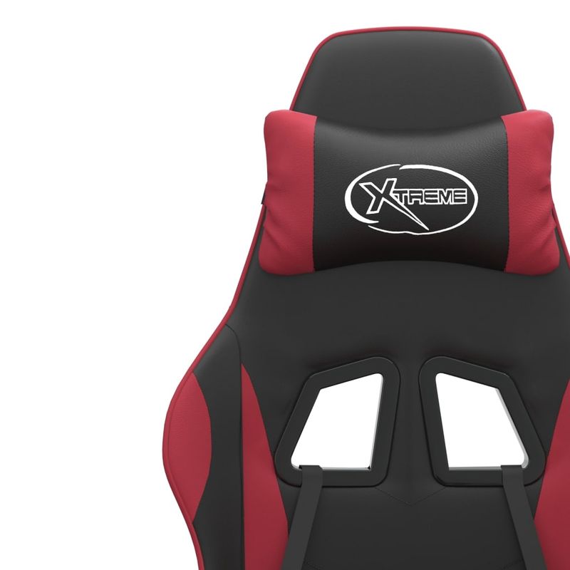 PC, gaming si accesorii - Gaming - Accesorii gaming - Scaune gaming - Scaun gaming pivotant/suport picioare negru/rosu vin piele eco - Infinity.ro