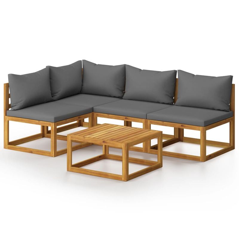 Casa si Gradina - Gradina si terasa - Mobilier exterior - Seturi mobila gradina - Set mobilier gradina cu perne, 5 piese, lemn masiv acacia - Infinity.ro