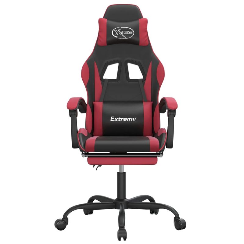 PC, gaming si accesorii - Gaming - Accesorii gaming - Scaune gaming - Scaun gaming pivotant/suport picioare negru/rosu vin piele eco - Infinity.ro