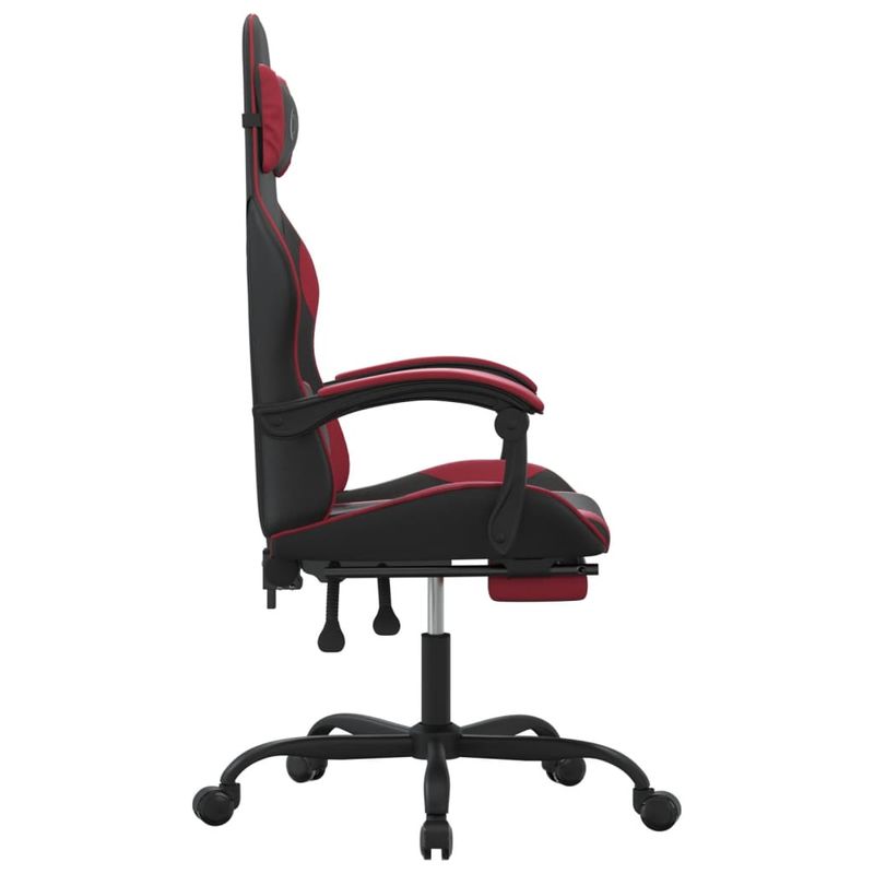PC, gaming si accesorii - Gaming - Accesorii gaming - Scaune gaming - Scaun gaming pivotant/suport picioare negru/rosu vin piele eco - Infinity.ro