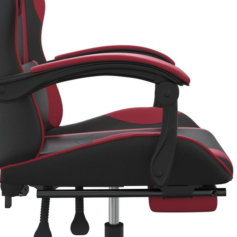PC, gaming si accesorii - Gaming - Accesorii gaming - Scaune gaming - Scaun gaming pivotant/suport picioare negru/rosu vin piele eco - Infinity.ro