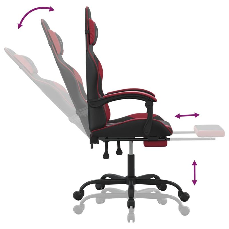 PC, gaming si accesorii - Gaming - Accesorii gaming - Scaune gaming - Scaun gaming pivotant/suport picioare negru/rosu vin piele eco - Infinity.ro