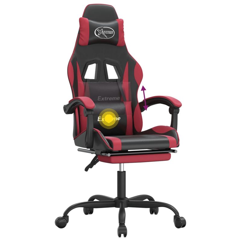PC, gaming si accesorii - Gaming - Accesorii gaming - Scaune gaming - Scaun gaming pivotant/suport picioare negru/rosu vin piele eco - Infinity.ro