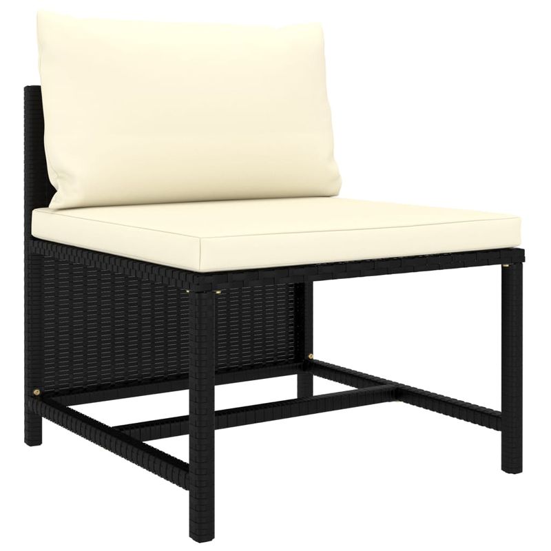 Casa si Gradina - Gradina si terasa - Mobilier exterior - Canapele si fotolii gradina - Canapea modulara cu perne, 3 piese, negru, poliratan, model colț + 2x mijloc - Infinity.ro