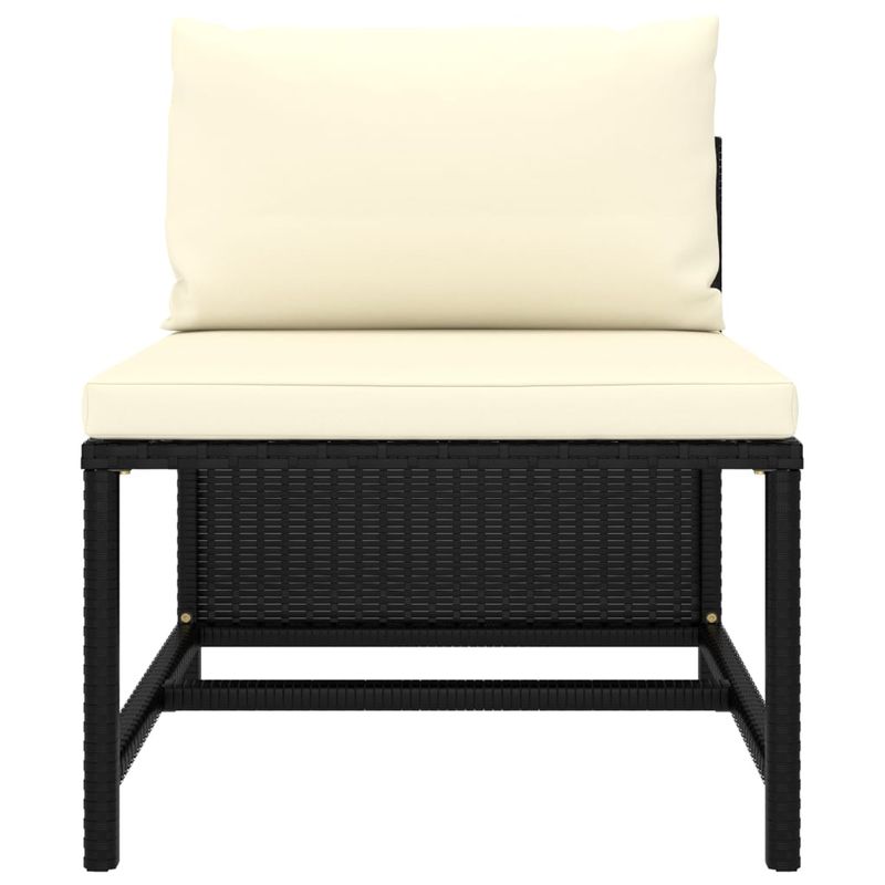 Casa si Gradina - Gradina si terasa - Mobilier exterior - Canapele si fotolii gradina - Canapea modulara cu perne, 3 piese, negru, poliratan, model colț + 2x mijloc - Infinity.ro