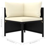 Casa si Gradina - Gradina si terasa - Mobilier exterior - Canapele si fotolii gradina - Canapea modulara cu perne, 3 piese, negru, poliratan, model colț + 2x mijloc - Infinity.ro