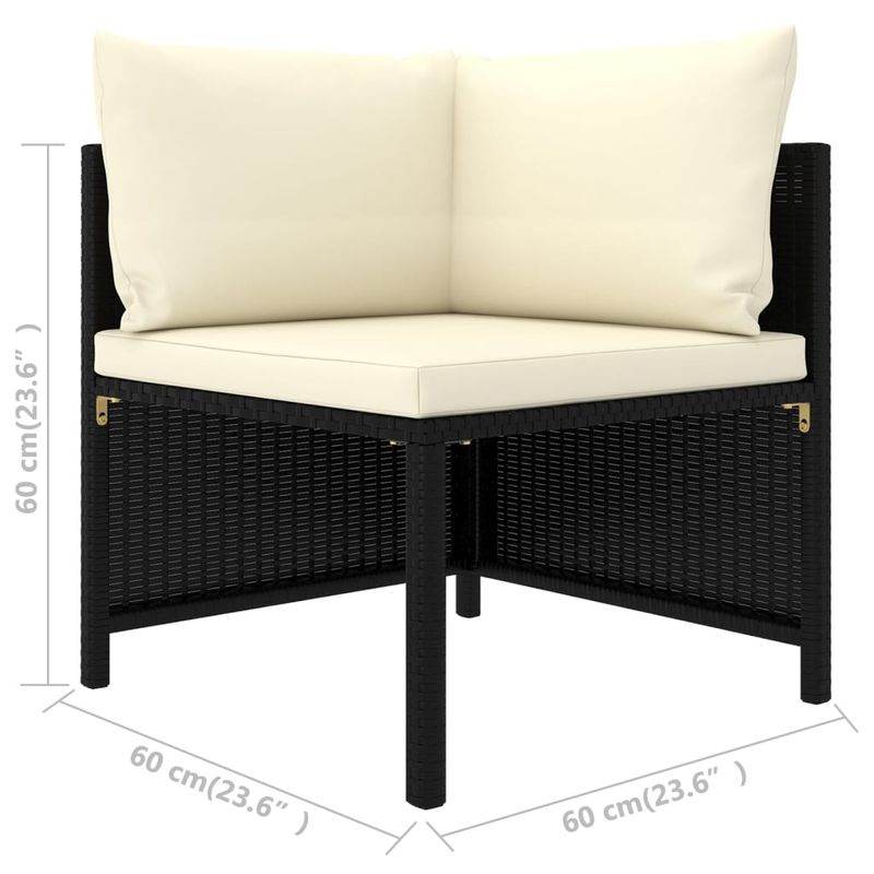 Casa si Gradina - Gradina si terasa - Mobilier exterior - Canapele si fotolii gradina - Canapea modulara cu perne, 3 piese, negru, poliratan, model colț + 2x mijloc - Infinity.ro