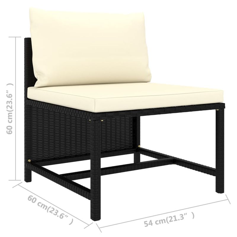 Casa si Gradina - Gradina si terasa - Mobilier exterior - Canapele si fotolii gradina - Canapea modulara cu perne, 3 piese, negru, poliratan, model colț + 2x mijloc - Infinity.ro