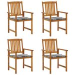 Casa si Gradina - Gradina si terasa - Mobilier exterior - Scaune si sezlonguri gradina - Scaune de gradina cu perne, 4 buc., lemn masiv de acacia - Infinity.ro