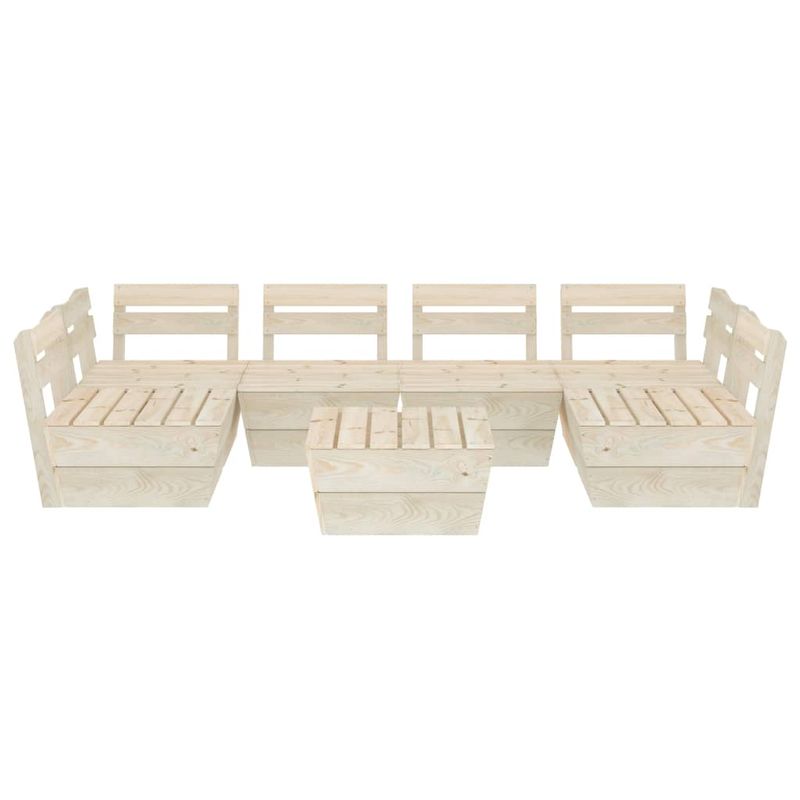 Casa si Gradina - Gradina si terasa - Mobilier exterior - Canapele si fotolii gradina - Canapea de gradina din paleti, 7 piese, lemn de molid tratat, model 2x colț + 4x mijloc + masă - Infinity.ro