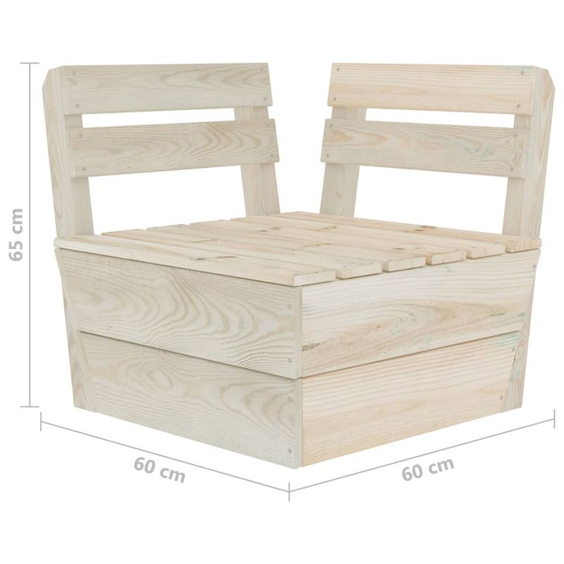 Casa si Gradina - Gradina si terasa - Mobilier exterior - Canapele si fotolii gradina - Canapea de gradina din paleti, 7 piese, lemn de molid tratat, model 2x colț + 4x mijloc + masă - Infinity.ro