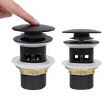 Casa si Gradina - Sanitare - Instalatii hidro - Robineti - Ventil scurgere push, functie de preaplin, negru 6,4x6,4x9,1 cm - Infinity.ro