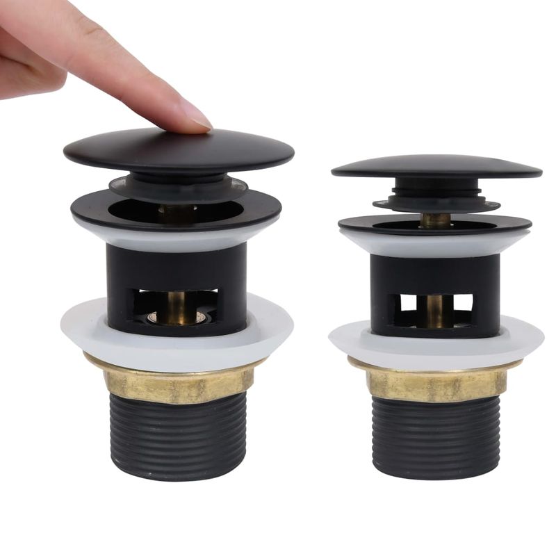 Casa si Gradina - Sanitare - Instalatii hidro - Robineti - Ventil scurgere push, functie de preaplin, negru 6,4x6,4x9,1 cm - Infinity.ro