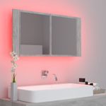 Casa si Gradina - Mobilier - Mobilier baie - Corpuri baie - Dulap de baie cu oglinda si LED, gri beton, 90x12x45 cm acril - Infinity.ro
