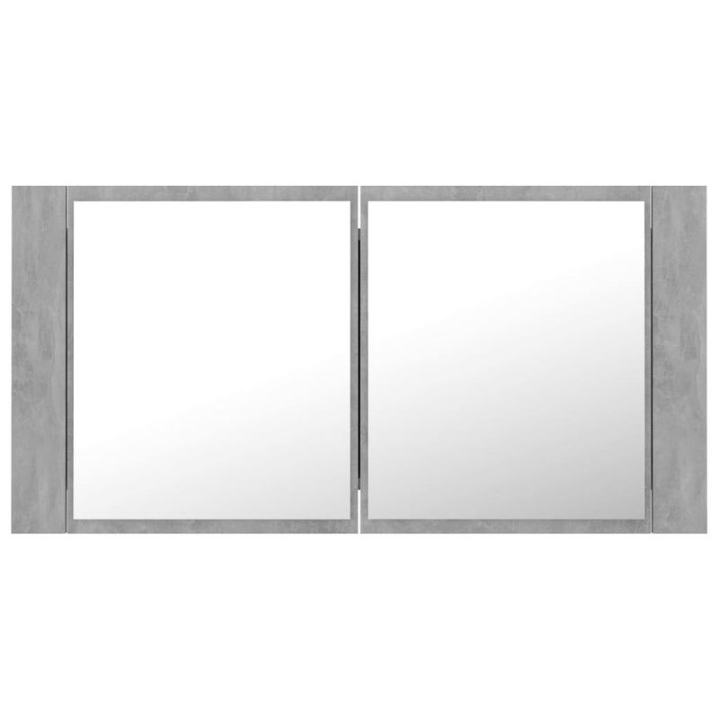 Casa si Gradina - Mobilier - Mobilier baie - Corpuri baie - Dulap de baie cu oglinda si LED, gri beton, 90x12x45 cm acril - Infinity.ro