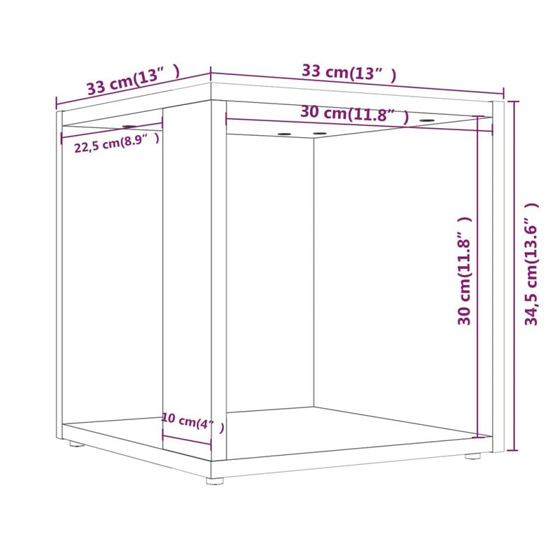 Casa si Gradina - Mobilier - Mese si birouri - Mese living - Masa laterala, stejar fumuriu, 33x33x34,5 cm, lemn prelucrat - Infinity.ro