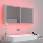 Casa si Gradina - Mobilier - Mobilier baie - Corpuri baie - Dulap de baie cu oglinda si LED, gri beton, 100x12x45 cm acril - Infinity.ro