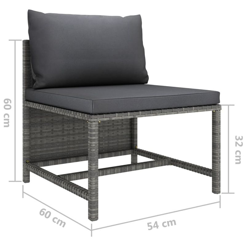 Casa si Gradina - Gradina si terasa - Mobilier exterior - Seturi mobila gradina - Set mobilier de gradina cu perne, 3 piese, gri, poliratan - Infinity.ro