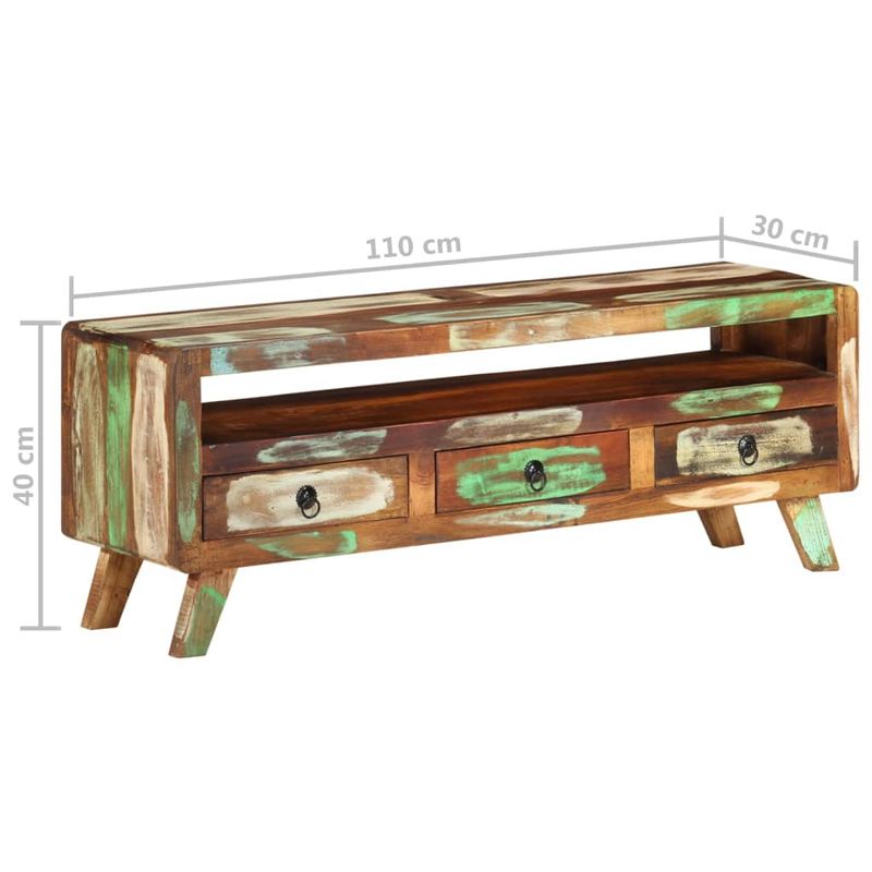 Casa si Gradina - Mobilier - Comode si corpuri - Comode - Comoda TV, 110x30x40 cm, multicolor, lemn masiv reciclat - Infinity.ro