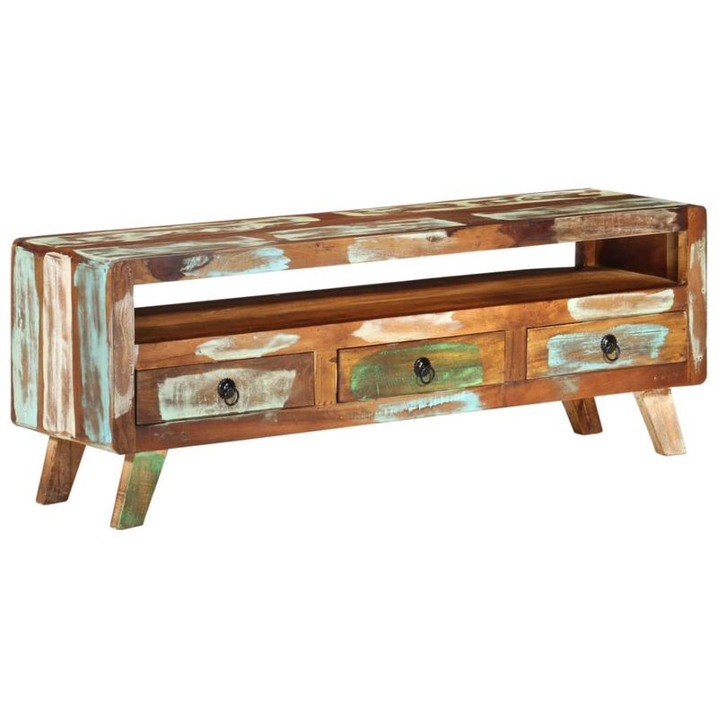 Casa si Gradina - Mobilier - Comode si corpuri - Comode - Comoda TV, 110x30x40 cm, multicolor, lemn masiv reciclat - Infinity.ro