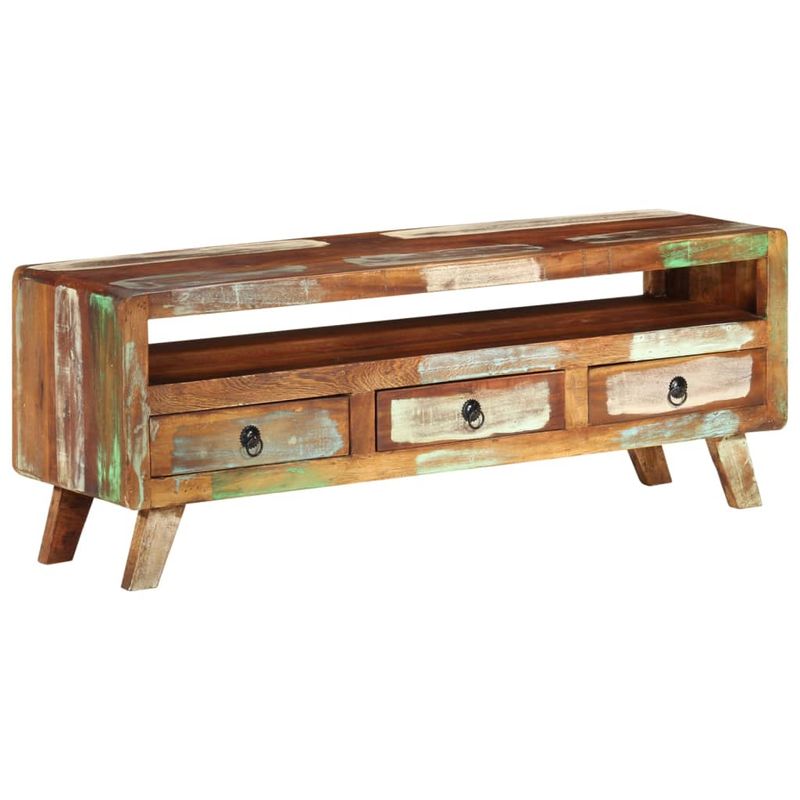Casa si Gradina - Mobilier - Comode si corpuri - Comode - Comoda TV, 110x30x40 cm, multicolor, lemn masiv reciclat - Infinity.ro