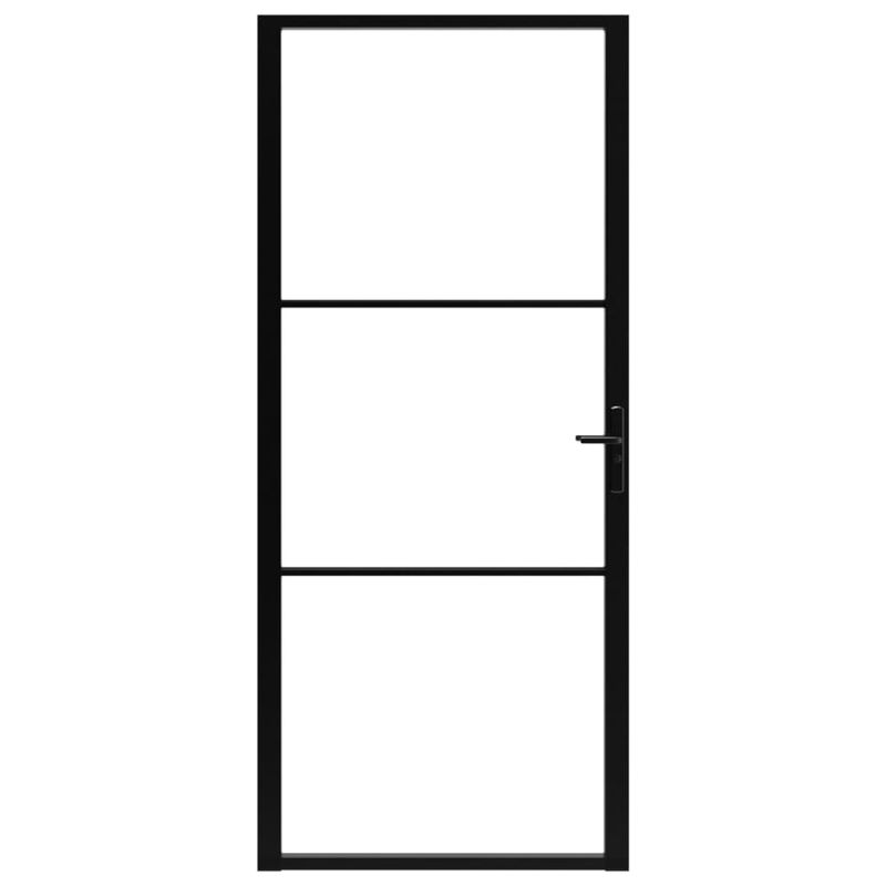 Casa si Gradina - Constructii - Usi interior, exterior si garaj - Usi garaj - Usa de interior, negru, 102,5x201,5 cm, sticla ESG și aluminiu, model 2 bare orizontale - Infinity.ro